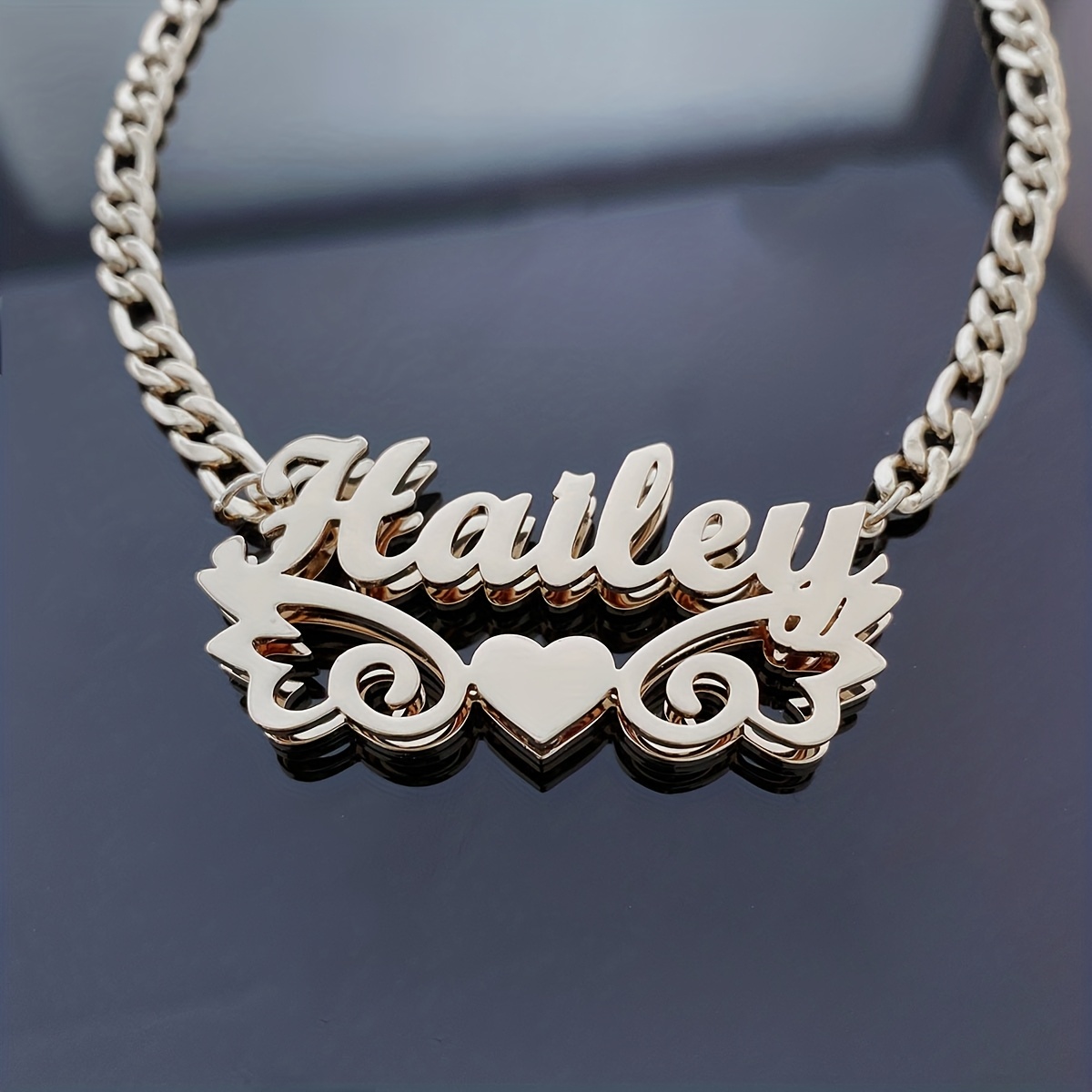 Personalized 18K Plated Wing Heart Name Necklace — Custom Gift